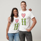 Green Strichmännchen Couple Pink Heart Liebe T-Shirt (Unisex)