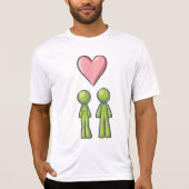 Green Strichmännchen Couple Pink Heart Liebe T-Shirt (Vorderseite)