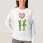 Green Strichmännchen Couple Pink Heart Liebe T-Shirt (Vorderseite)