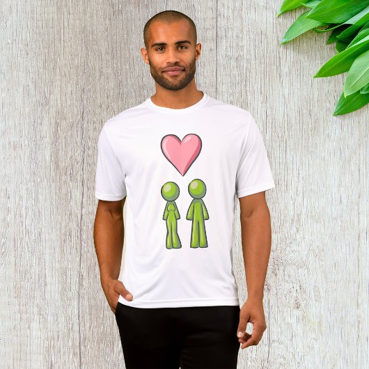 Green Strichmännchen Couple Pink Heart Liebe T-Shirt