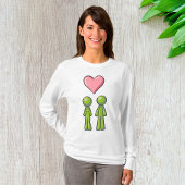 Green Strichmännchen Couple Pink Heart Liebe T-Shirt