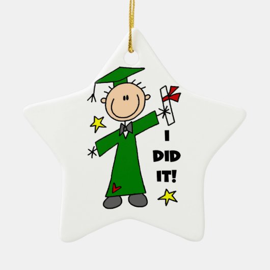 Green Strichmännchen Male Graduate Keramikornament (Vorne)