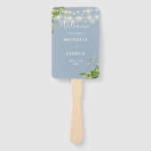 Green String Lights Dusty Blue Wedding Program Fächer (Vorderseite)