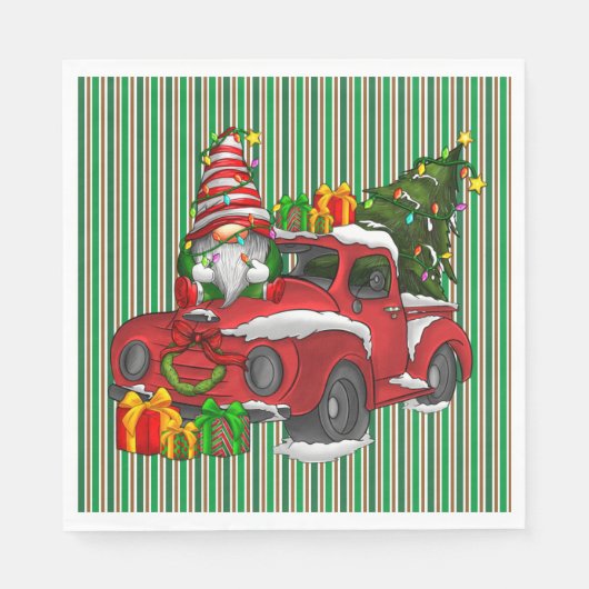Green Strip Christmas Napkins Serviette (Vorderseite)