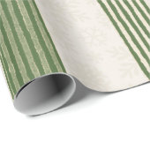 Green Strip Delicate Snowflake Weihnachten  Geschenkpapier (Rolleneckpunkt)