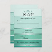 Green Strip Tone on Tone Wedding RSVP Card Einladung (Vorne/Hinten)