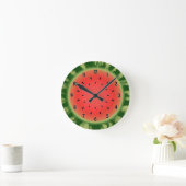 Green Strip Watermelon Slice Runde Wanduhr (Zuhause)