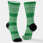 Green Strip Weihnachts-Blume Muster Socken (Gewinkelt)