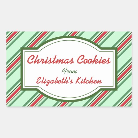 Green Strip Weihnachtskitchkleber Rechteckiger Aufkleber (Vorderseite)