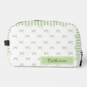 Green Stripe Bow Pattern Coquette Cosmetic Waschbeutel (Vorderseite)