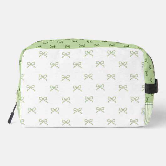 Green Stripe Bow Pattern Coquette Cosmetic Waschbeutel (Rückseite)