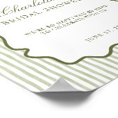 Green Stripe Elegant Wedding Bridal Shower Welcome Poster (Ecke)