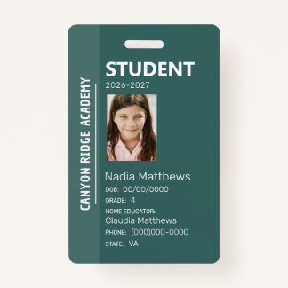 Green Stripe Homeschool Student ID Badge Ausweis