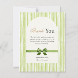 Green Stripe Modern Photo Wedding Dankeskarte