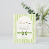 Green Stripe Modern Photo Wedding Dankeskarte (Stehend Vorderseite)