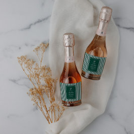 Green Stripe Tennis Bachelorette elegant modern Schaumweinetikett