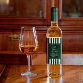 Green Stripe Tennis Bachelorette elegant modern Weinetikett