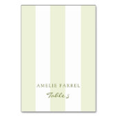 Green Stripe Wedding Escort Name Cards Tischnummer (Vorderseite)