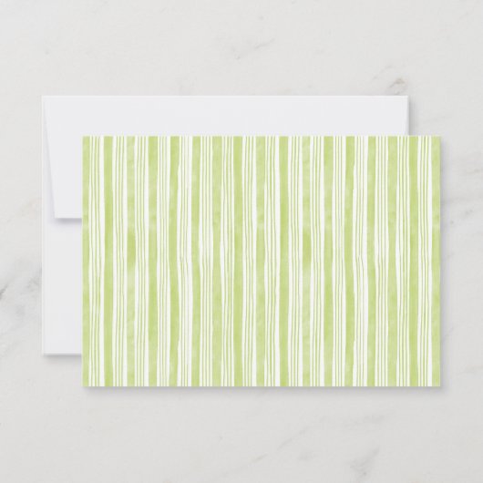 Green Stripe Wedding RSVP Postcards with QR Code (Rückseite)