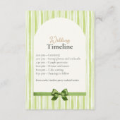 Green Stripe Wedding Timeline Cards with QR Code Begleitkarte (Vorderseite)