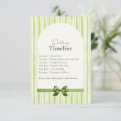Green Stripe Wedding Timeline Cards with QR Code Begleitkarte (Stehend Vorderseite)
