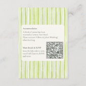 Green Stripe Wedding Timeline Cards with QR Code Begleitkarte (Rückseite)