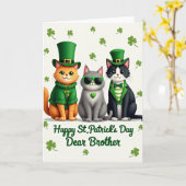 Green Striped Cats Card Karte (Gelbe Blume)