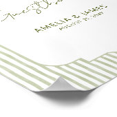 Green Striped Classic Wedding Guestbook Poster (Ecke)