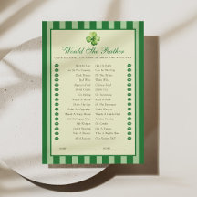 Green Striped Clover Would She Rather Game Card