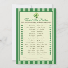 Green Striped Clover Would She Rather Game Card Einladung