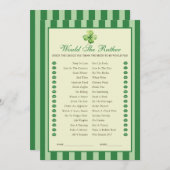 Green Striped Clover Would She Rather Game Card Einladung (Vorne/Hinten)