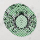 Green Striped Gingham Einladung (Vorne/Hinten)