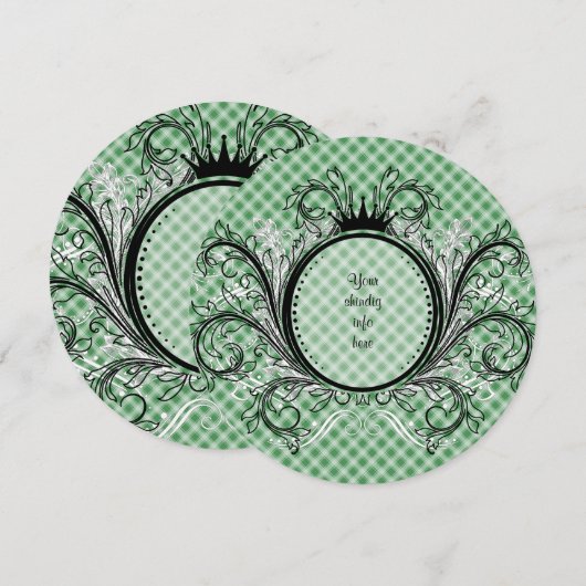 Green Striped Gingham Einladung (Vorne/Hinten)