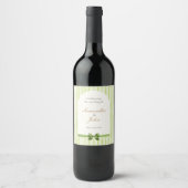 Green Striped Retro Wedding Wine Bottle Label Weinetikett (Vorderseite)