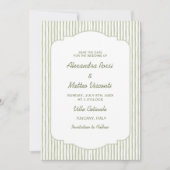 Green Striped Save the Date Elegant Script Wedding Einladung (Vorderseite)