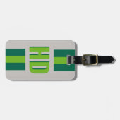 green striped Shadow Monogram retro camping Gepäckanhänger (Vorderseite horizontal)