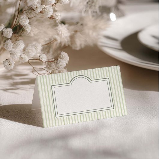 Green Striped Wedding  Platzkarte