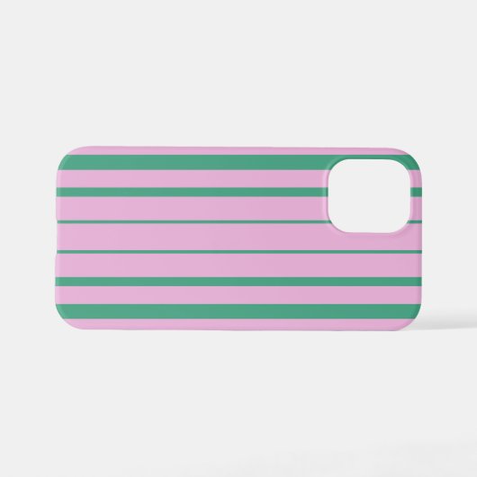 Green Stripes and Soft Pink iPhone 12 Mini Case Hülle (Rückseite (Horizontal))