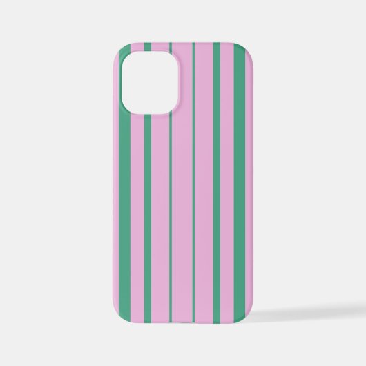Green Stripes and Soft Pink iPhone 12 Mini Case Hülle (Rückseite)