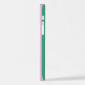 Green Stripes and Soft Pink iPhone 12 Pro Case Hülle (Linke Seite)