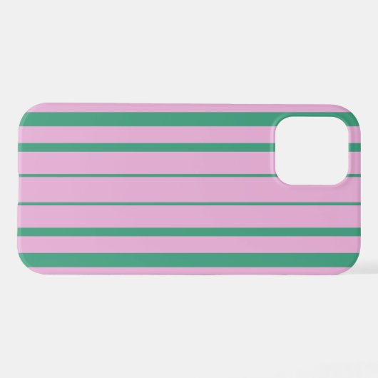 Green Stripes and Soft Pink iPhone 12 Pro Case Hülle (Rückseite (Horizontal))