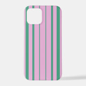Green Stripes and Soft Pink iPhone 12 Pro Case Hülle (Rückseite)