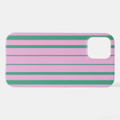 Green Stripes and Soft Pink iPhone 12 Pro Case iPhone Hülle (Rückseite (Horizontal))