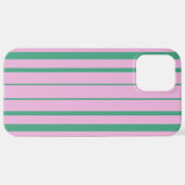 Green Stripes and Soft Pink iPhone 12 Pro Max Case Hülle (Hinten horizontal)
