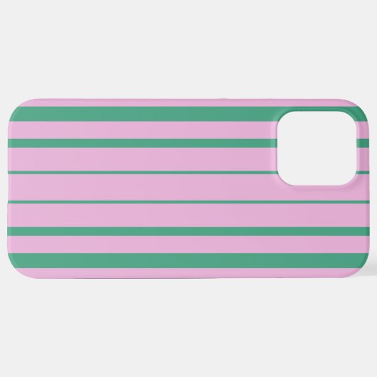Green Stripes and Soft Pink iPhone 12 Pro Max Case Hülle (Hinten horizontal)