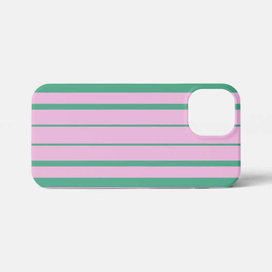 Green Stripes and Soft Pink iPhone 13 Mini Case Hülle (Rückseite (Horizontal))