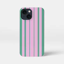 Green Stripes and Soft Pink iPhone 13 Mini Case Hülle
