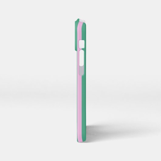 Green Stripes and Soft Pink iPhone 13 Mini Case Hülle (Linke Seite)