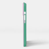 Green Stripes and Soft Pink iPhone 13 Pro Case Hülle (Linke Seite)