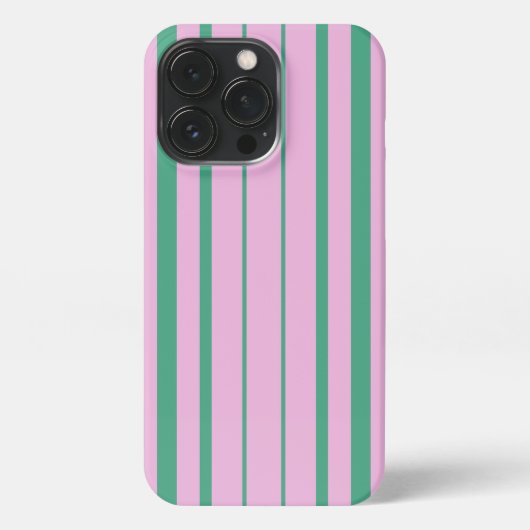 Green Stripes and Soft Pink iPhone 13 Pro Case Hülle (Rückseite)